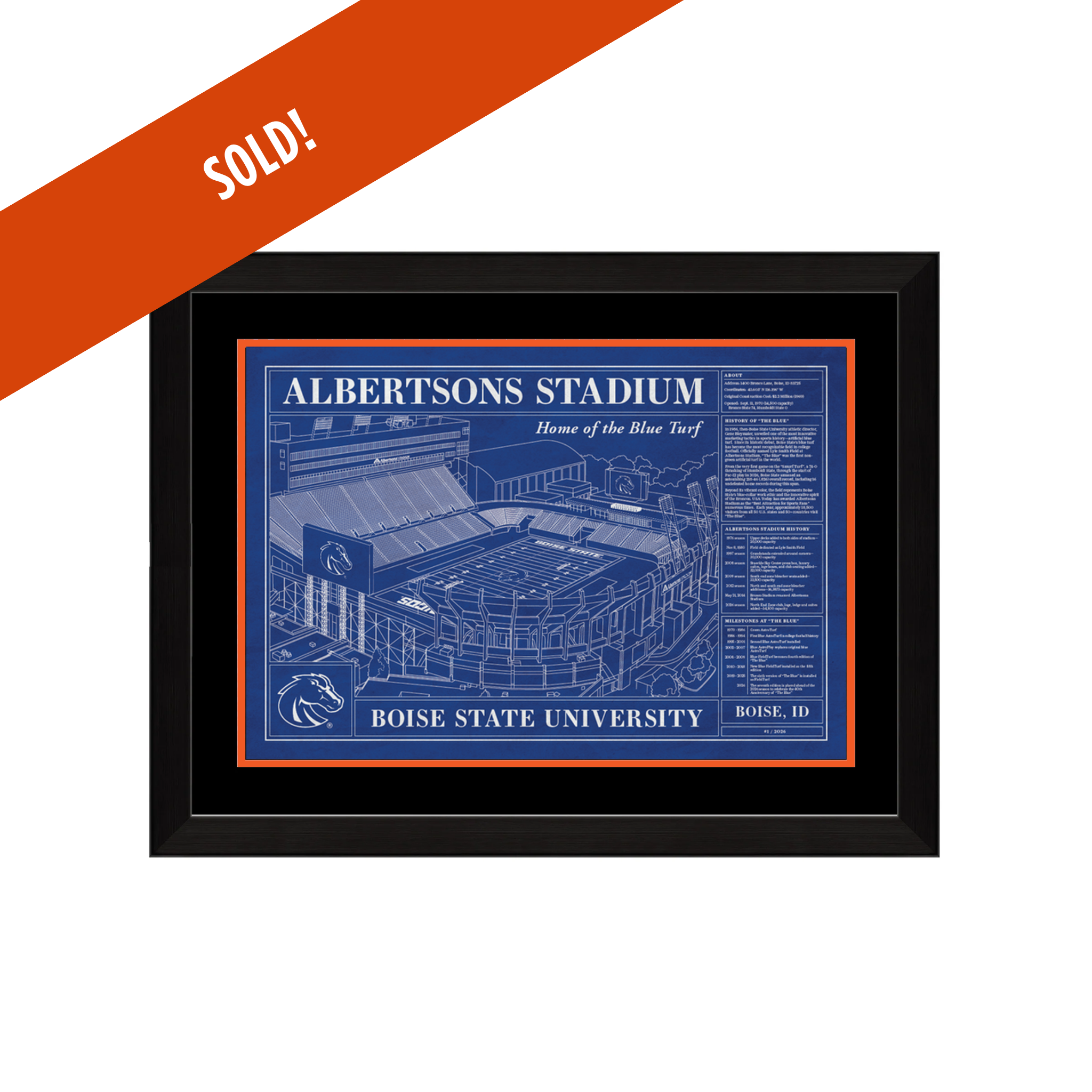Auction Item: #1 Limited Edition "Home of the Blue Turf" Framed Print