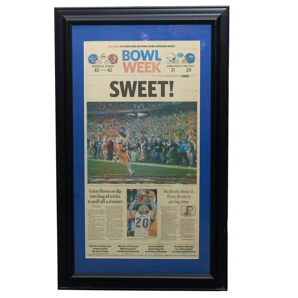 Boise State “SWEET!” 2007 Fiesta Bowl Framed Newspaper Cover