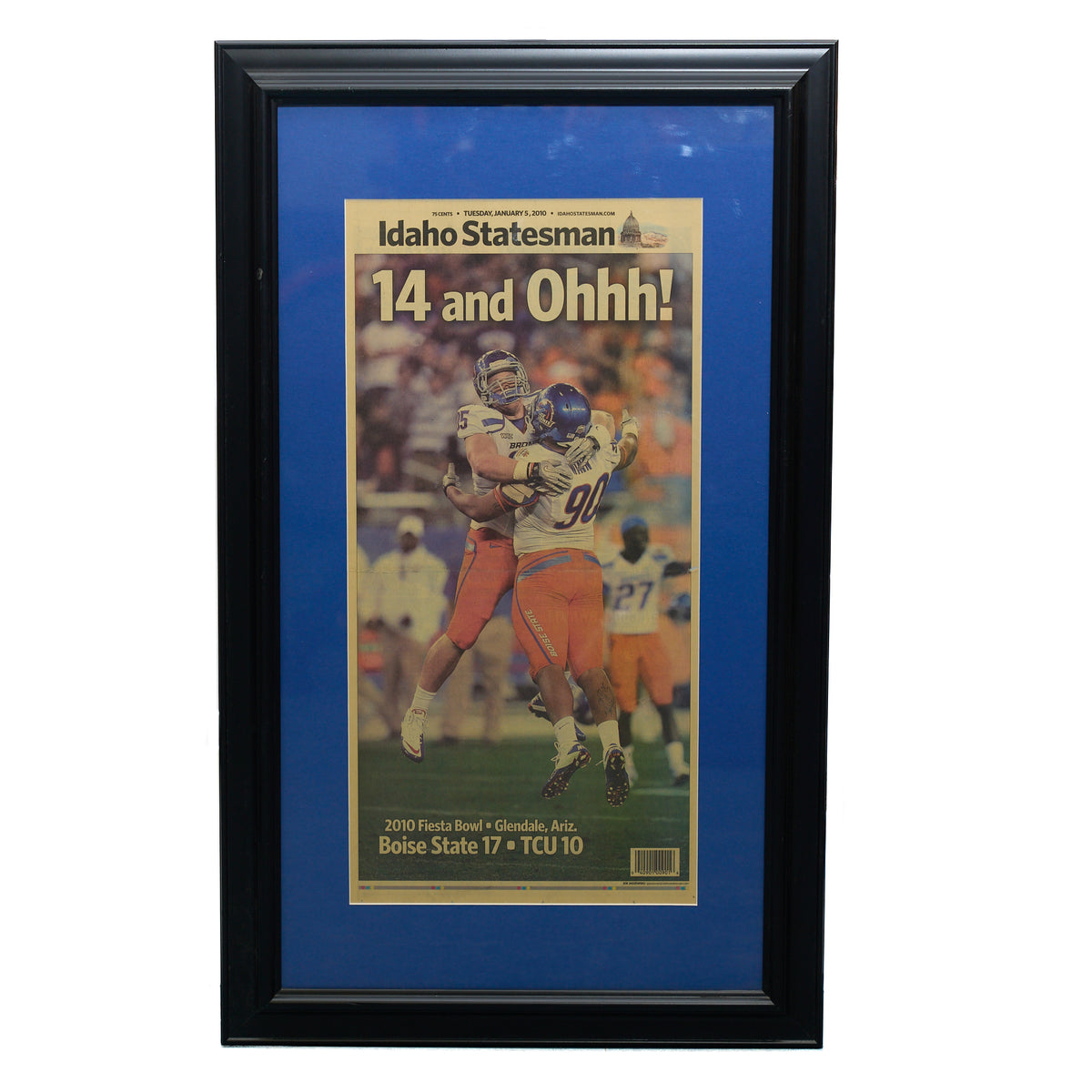 Boise State “14 and Ohhh!” 2010 Fiesta Bowl Framed Newspaper Cover Page