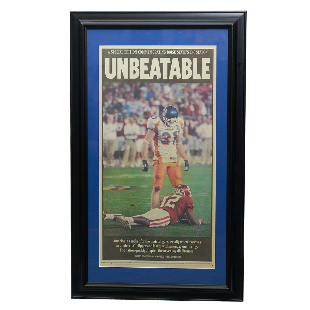 Boise State “UNBEATABLE”  Fiesta Bowl Framed Newspaper