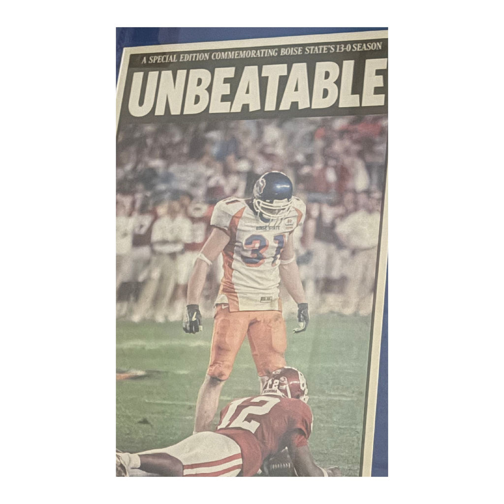 Boise State “UNBEATABLE”  Fiesta Bowl Framed Newspaper