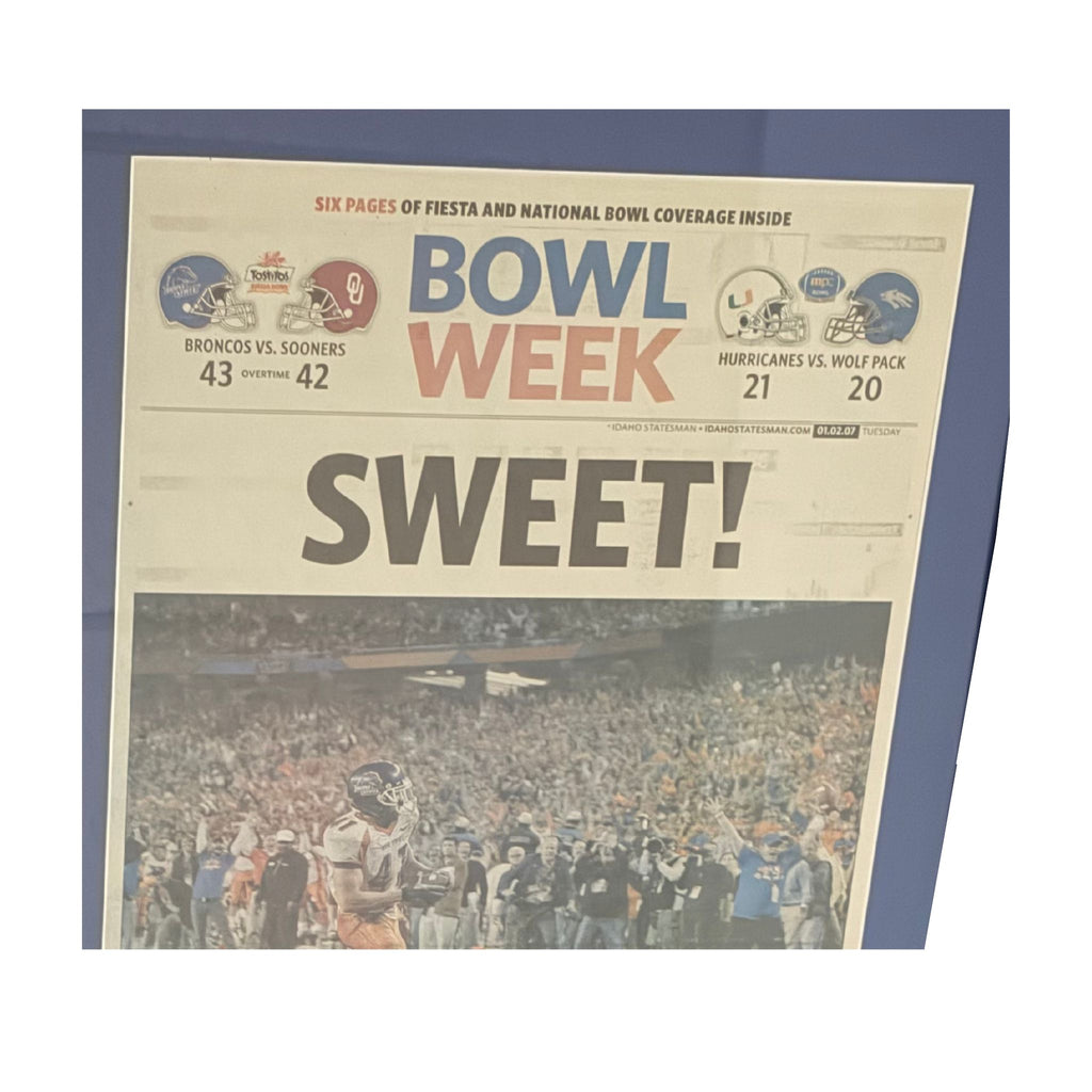 Boise State “SWEET!” 2007 Fiesta Bowl Framed Newspaper Cover