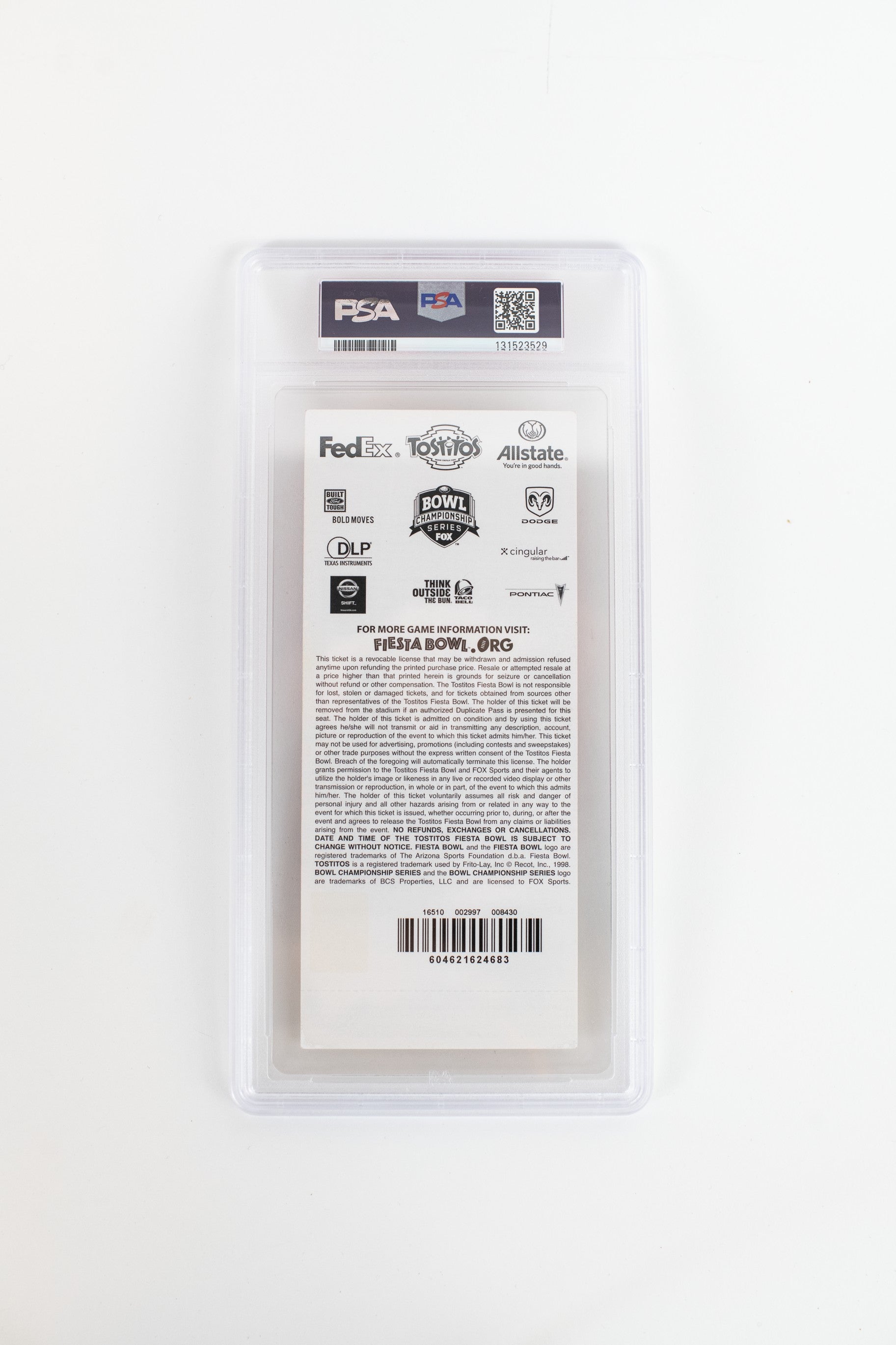 2007 Fiesta Bowl Ticket - PSA Grade 5
