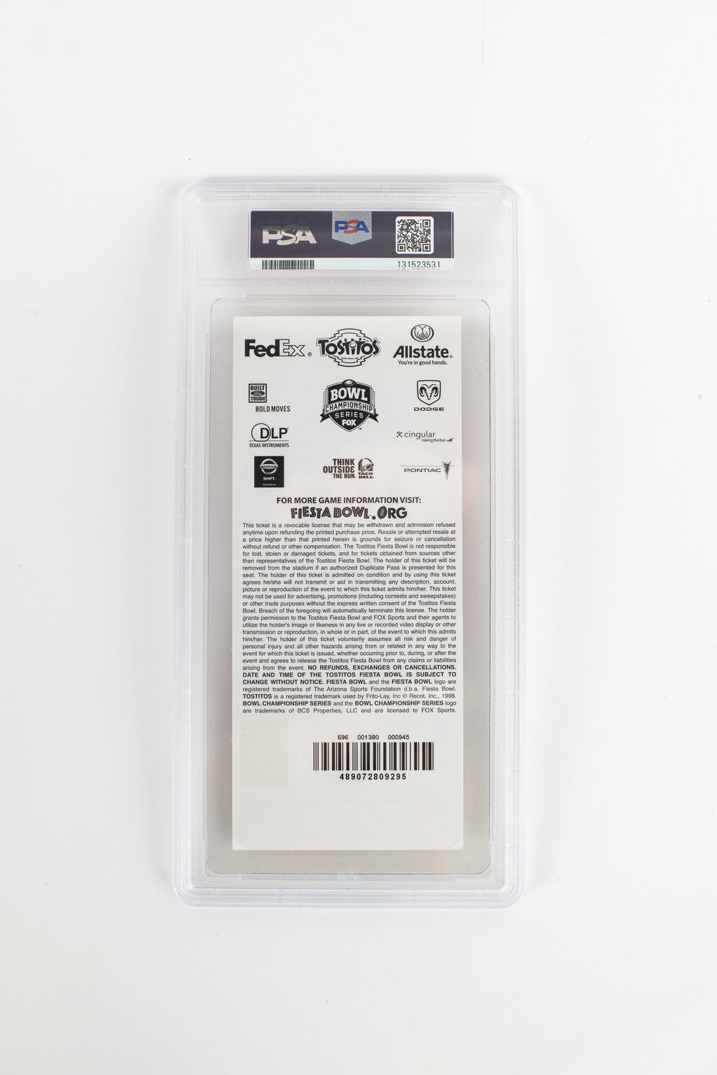 2007 Fiesta Bowl Ticket - PSA Grade 6