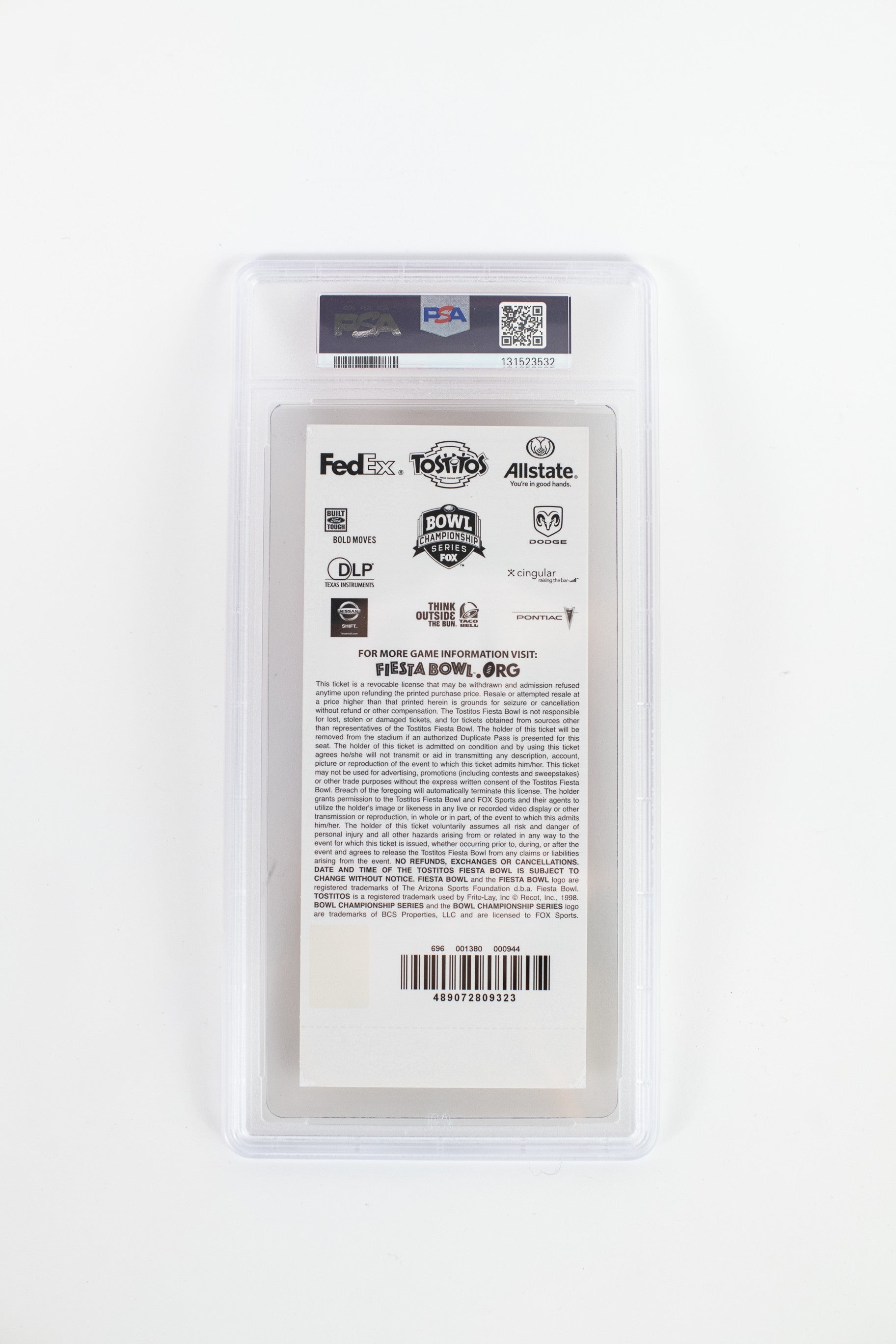 2007 Fiesta Bowl Ticket - PSA Grade 7