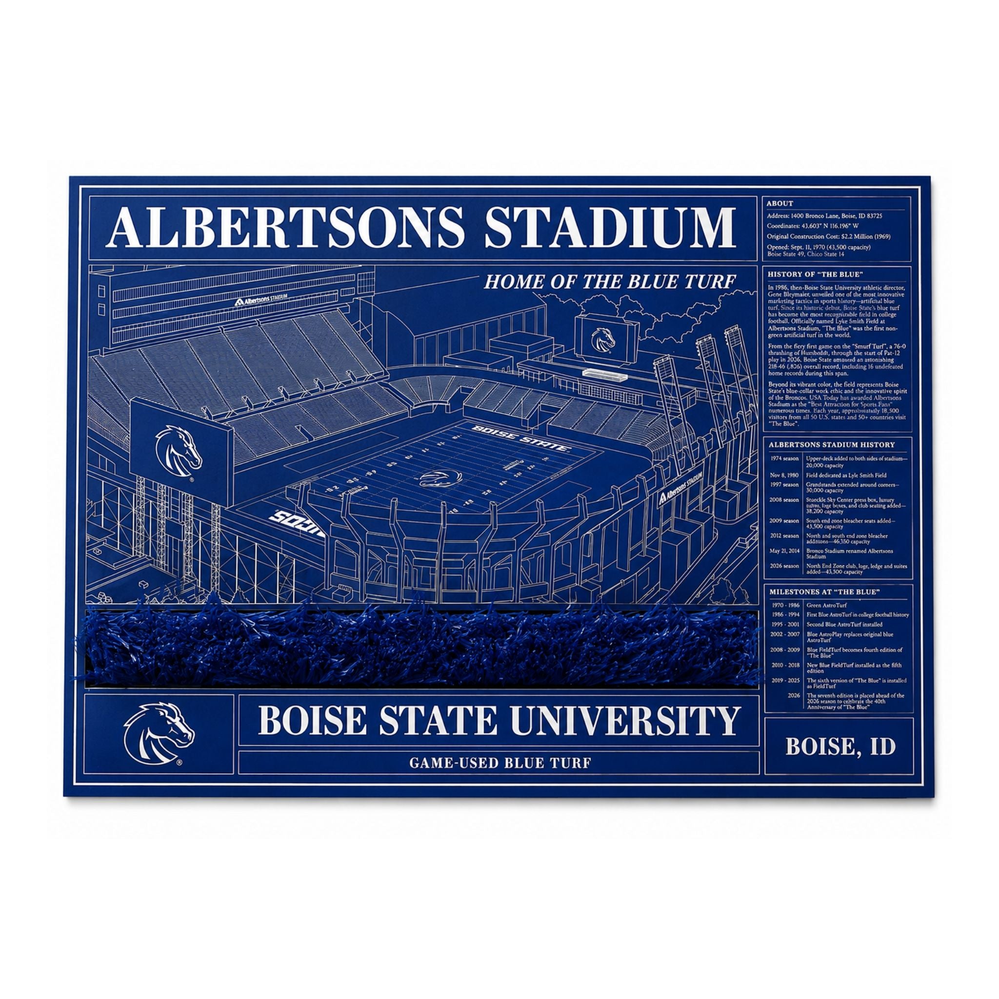 Large Museum-Quality Game-Used Blue Turf Art Print Limited Edition - 100 total